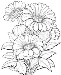 Coloring for children and adults, flowers.