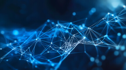 Blue Complex Network with Glowing Light