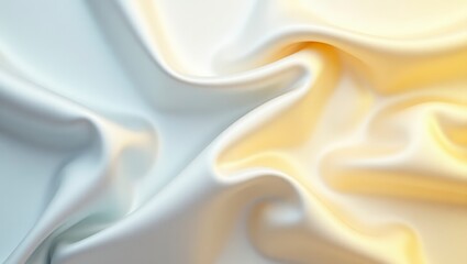 Fototapeta premium Elegant draped fabric with a soft gradient from light blue to gold creates a luxurious texture.