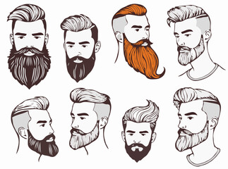 Illustrated Men's Hair and Beard Styles Pack