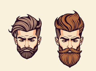 Contemporary Hair and Beard Design Illustrations