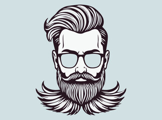 Contemporary Hair and Beard Design Illustrations