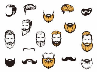 Assorted Men's Hairstyle and Beard Graphics