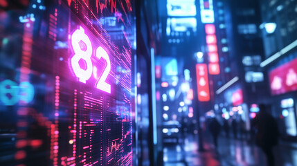 Fototapeta premium neon sign at night, currency image