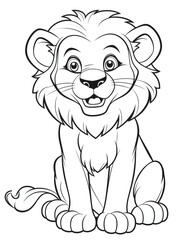 Obraz premium Coloring book for kids, coloring animals and birds, lion.