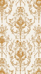 Ornate Wallpaper Pattern: A captivating pattern of golden baroque ornamentation adorns a timeless backdrop. The intricate designs and luxurious details evoke a sense of vintage elegance.