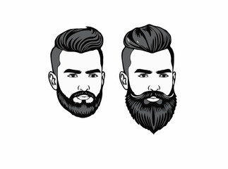 Modern Men's Hairstyle and Beard Set for Illustrations