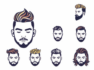 Trendy Haircut and Facial Hair Styles Vector Collection