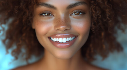 portrait of a young woman with a beautiful smile revealing lovely white teeth