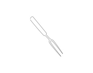 Meat fork continuous line. Continuous one line drawing meat fork. Kitchen fork concept. single line drawing