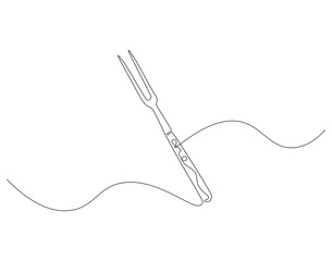 Obraz premium Meat fork continuous line. Continuous one line drawing meat fork. Kitchen fork concept. single line drawing