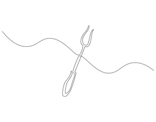 Obraz premium Meat fork continuous line. Continuous one line drawing meat fork. Kitchen fork concept. single line drawing