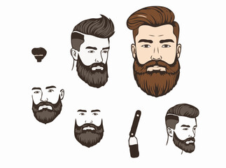 Illustrated Men's Grooming Styles for Beard and Hair