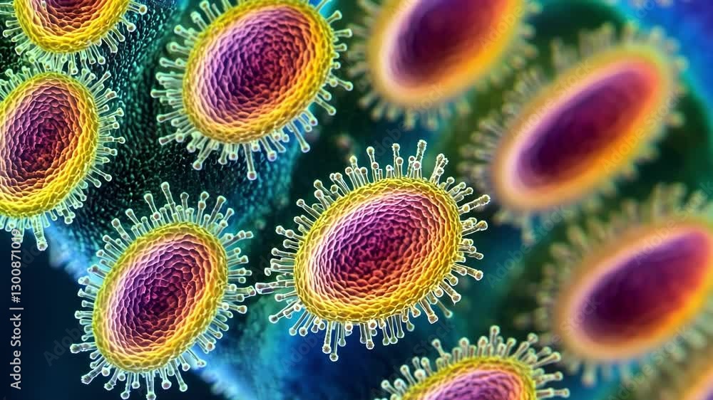 Aufkleber close up of colorful plant structures, showcasing intricate patterns and vibrant hues. the image hig