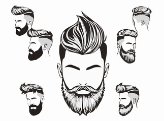Fashionable Men's Hairstyle and Beard Silhouettes
