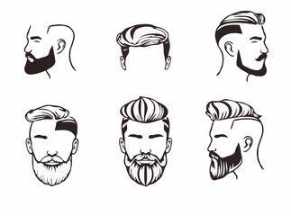 Versatile Vector Set for Men's Hair and Beard Styles