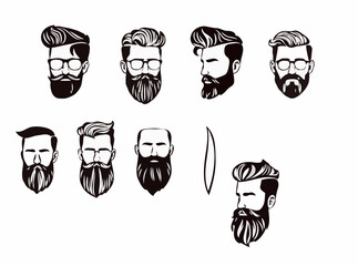 Versatile Vector Set for Men's Hair and Beard Styles