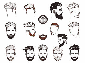 Diverse Haircuts and Beard Styles Vector Pack