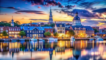 Annapolis Maryland Skyline Double Exposure Blue Buildings Cityscape Photo