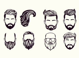 Collection of Trending Hair and Beard Illustrations