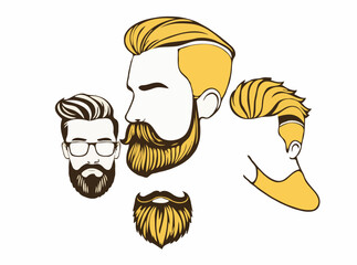 Collection of Trending Hair and Beard Illustrations