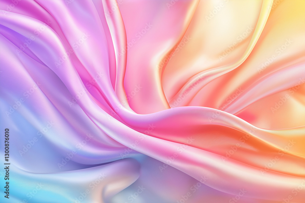 Aufkleber soft pastel rainbow gradient fabric texture with flowing waves and gentle folds, creating serene and
