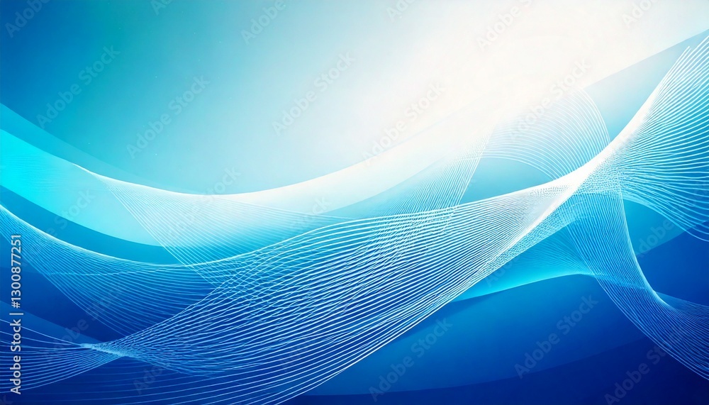 Poster abstract gradient background with soft blue and white tones, featuring geometric shapes, subtle ligh