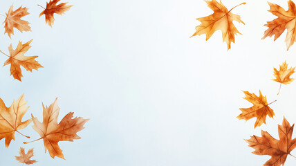 Fototapeta premium Autumn leaves in warm hues create serene background, evoking sense of tranquility and seasonal change. Perfect for fall themed designs
