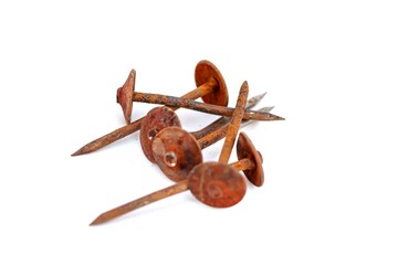 Pictures of new and old wire nail and rush on the wire nail put on white background, isolate concept.