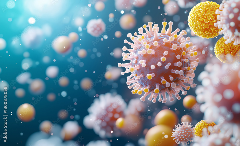 Poster close up view of abstract cells and cnidoblasts, showcasing vibrant colors and intricate details. im