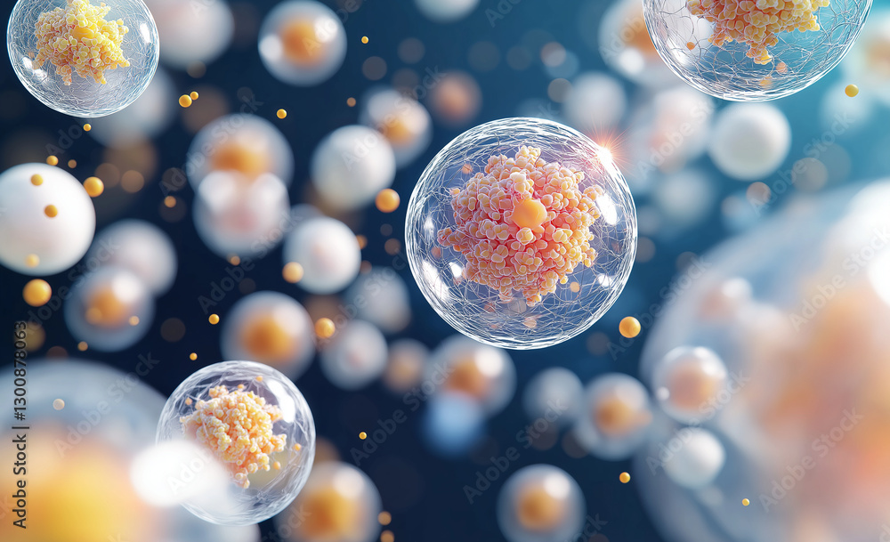 Poster abstract close up of cells and cnidoblasts, showcasing intricate structures and vibrant colors. this