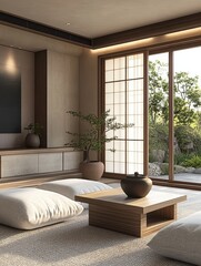A Modern Japanese Inspired Interior Living Space