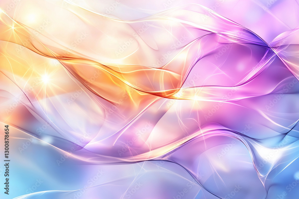 Poster abstract rainbow light background with flowing waves and soft colors, creating dreamy and ethereal a