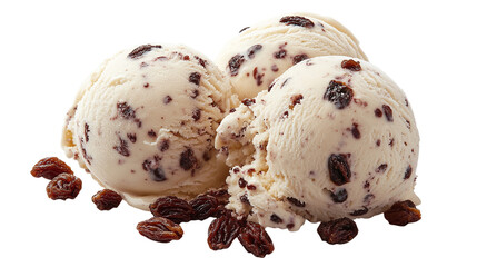 Delicious rum raisin ice cream png with transparent background for food photography, digital art, and culinary design projects.