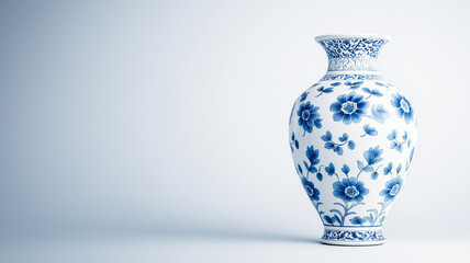 blue and white porcelain vase featuring floral pattern, elegantly designed with intricate details. This decorative piece adds touch of sophistication to any space
