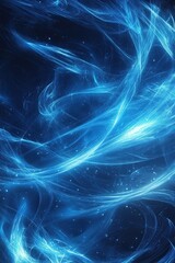 Abstract glowing blue energy waves flowing in a dynamic cosmic background with a futuristic and ethereal effect