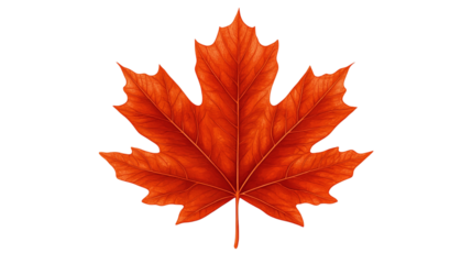 Maple leaf isolated on transparent background - autumn seasonal symbol.
