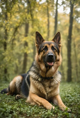 Fototapeta premium german shepherd dog on grass