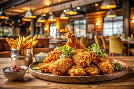 Crispy Broasted Chicken Restaurant Photography: Delicious Golden-Brown Fried Chicken