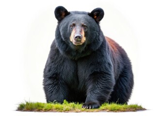 Fototapeta premium Cute Black Bear Full Body, White Background, Nature Stock Photo, Wildlife Photography