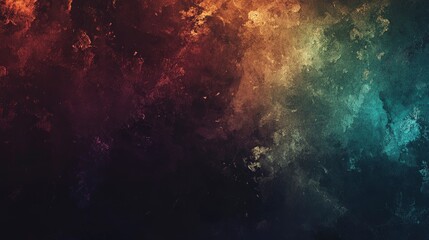 Obraz premium A digital painting of an aged copper surface with rust and patina, creating a textured background for design projects. The colors include brown, green, blue-green, dark red, and purple tones