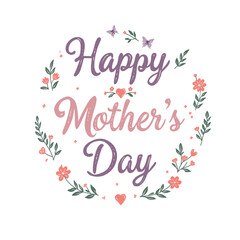 Happy Mother's Day greeting card with cute spring flowers.