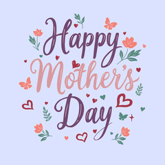 Happy Mother's Day greeting card with cute spring flowers.