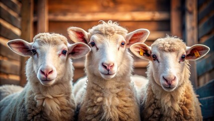 Obraz premium Cute Sheep Documentary Photography: Square Social Media Image