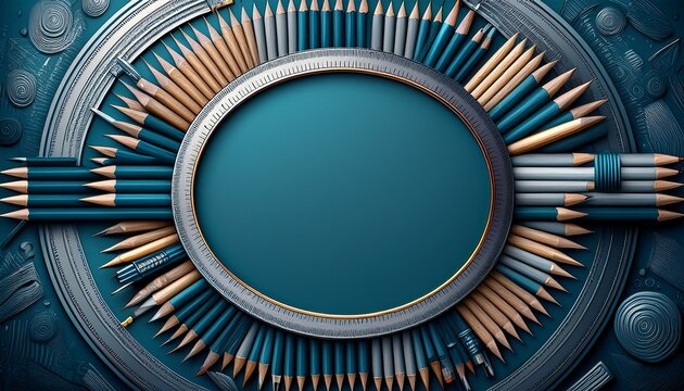 border frame of pencils and rulers background with copy space, educational background