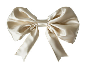 Elegant satin bow for gift wrapping and decorative purposes in a neutral tone suitable for various occasions, cut out