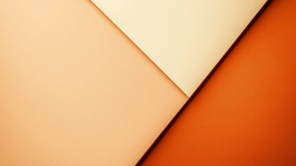 A flat lay of two contrasting colors, orange and cream beige, forming an angle in the center. The background is a simple gradient with light brown tones, creating a minimalist aesthetic