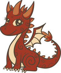 Majestic Red Dragon with Swirly Patterns
