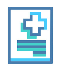 Obraz premium A stylized medical document icon representing prescriptions healthcare records and patient information.