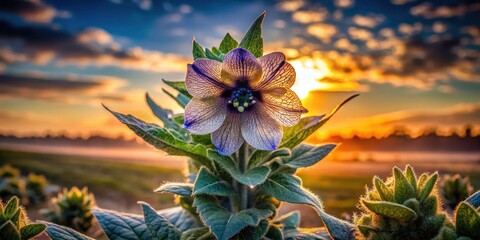 Double Exposure Hyoscyamus Niger: Poisonous Black Henbane Flower Photography